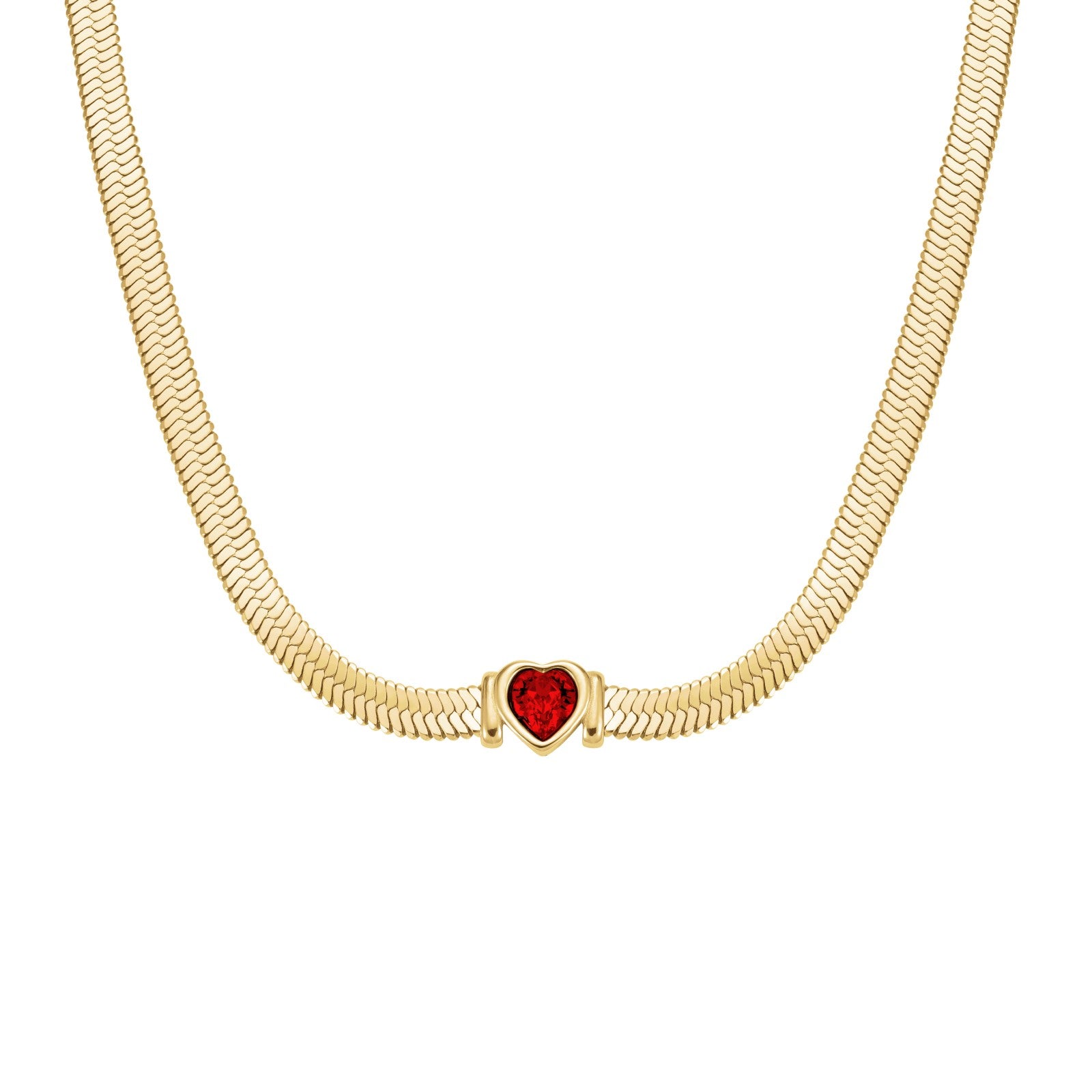 Rosefield Ketting Snake Heart Choker Ruby JNSRG-J1004 Goudkleurig