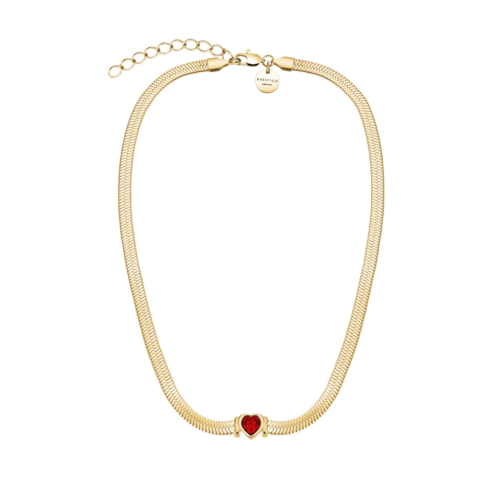 Rosefield Ketting Snake Heart Choker Ruby JNSRG-J1004 Goudkleurig