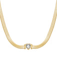 Rosefield Ketting Snake Heart Choker White Crystal Goudkleurig Verguld 14K Goud Stainless Steel Dames - JNSWG-J1002