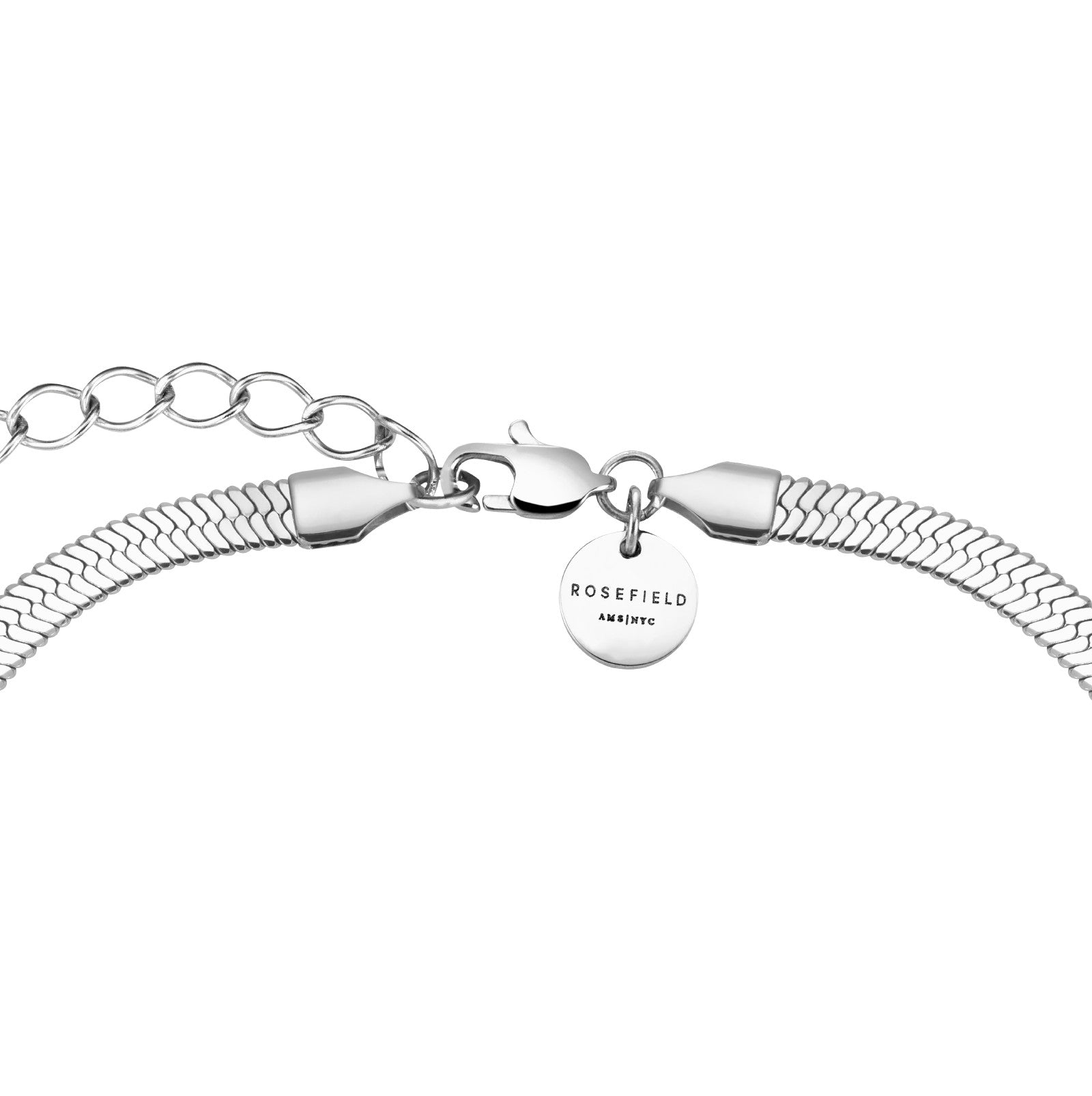 Rosefield Ketting Snake Heart Choker White Crystal JNSWS-J1003 Zilverkleurig