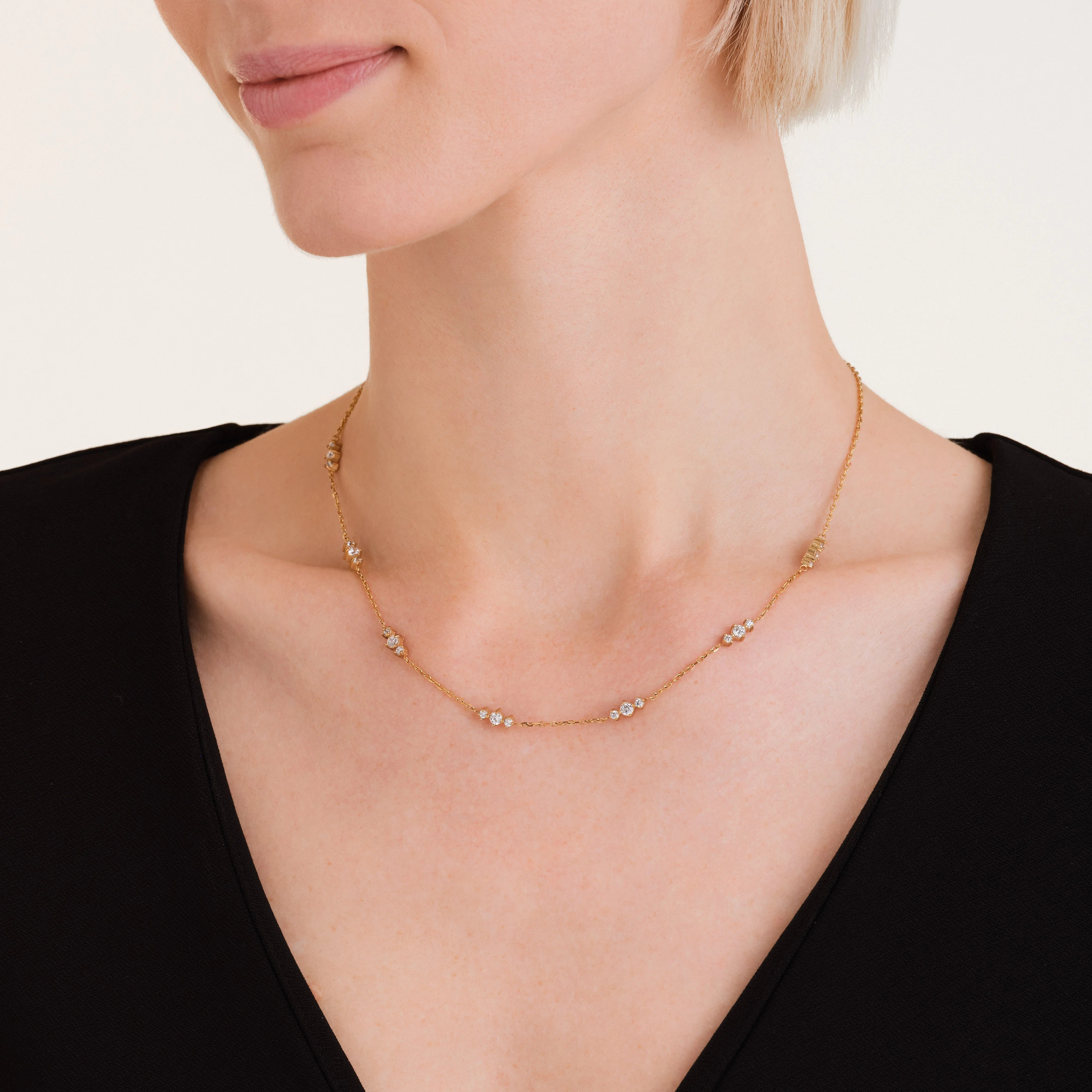 Rosefield Ketting Triple Crystals JNTCG-J1015 Goudkleurig