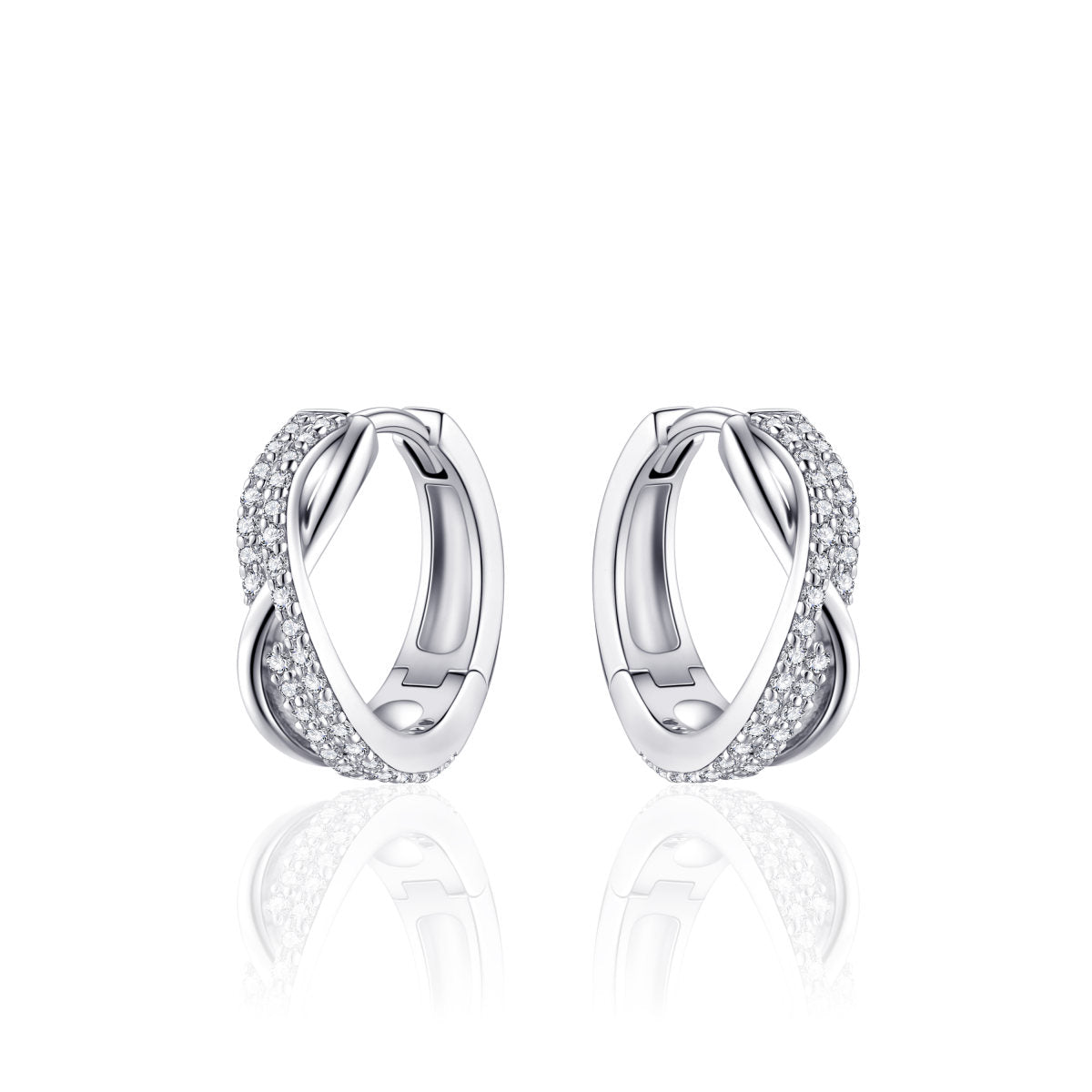 Gisser Oorringen Zilver Gerhodineerd Zirkonia Wit – KC090