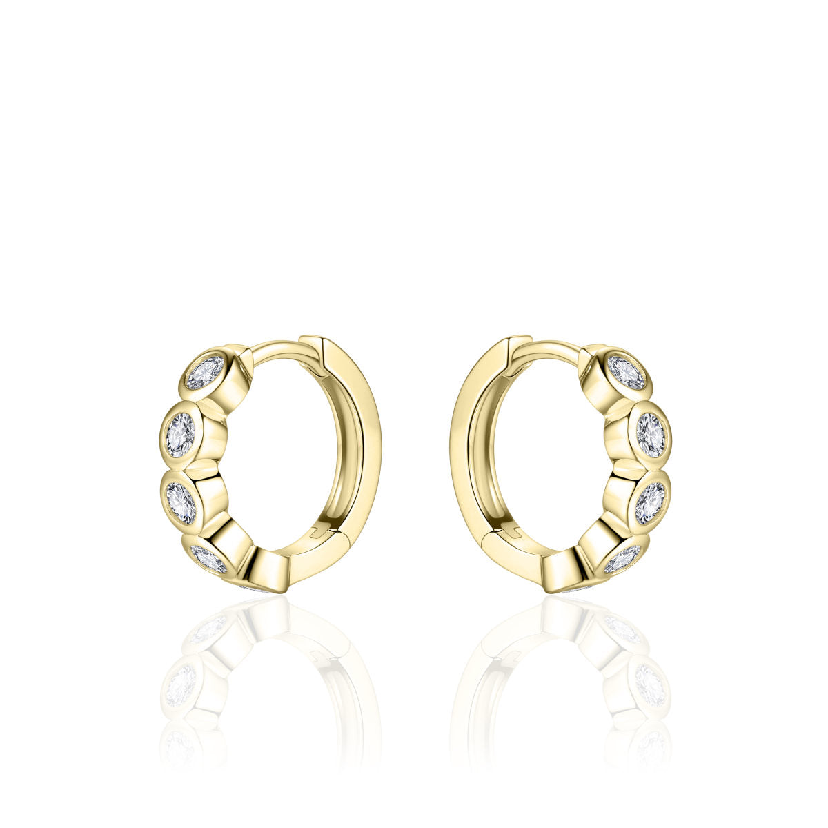 Gisser Oorringen Zilver Geel Verguld Zirkonia Wit – KC1000Y