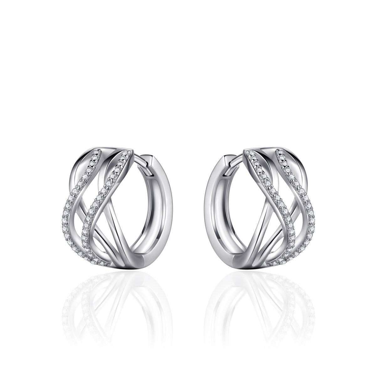 Gisser Oorringen Zilver Gerhodineerd Zirkonia Wit – KC1002