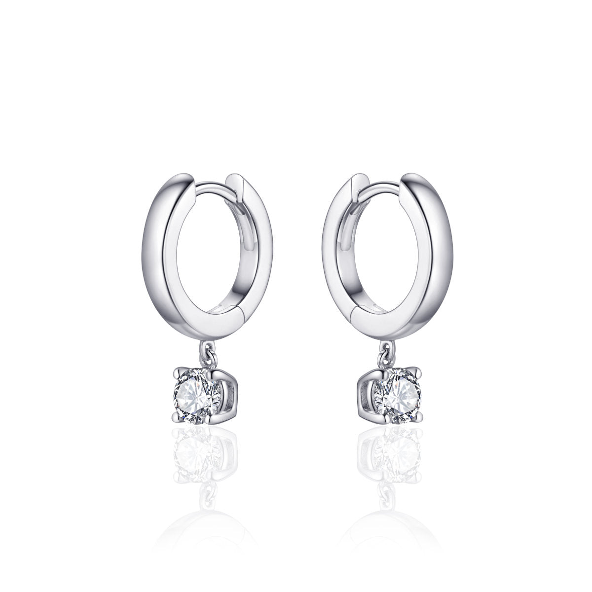 Gisser Oorringen Zilver Gerhodineerd Zirkonia Wit – KC1009