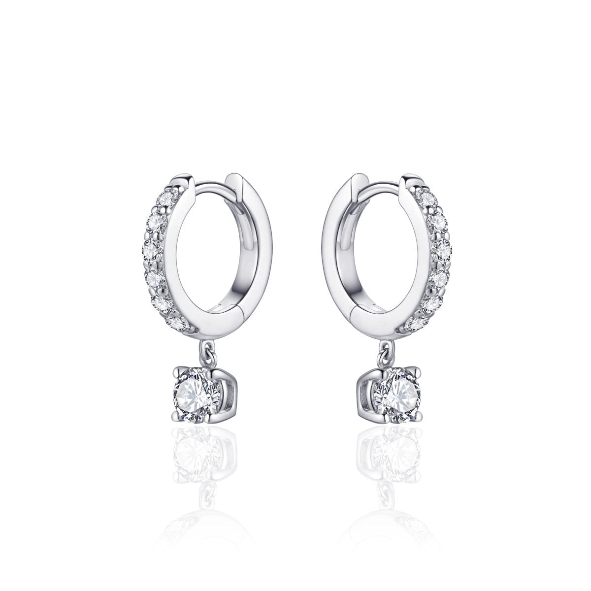 Gisser Oorringen Zilver Gerhodineerd Zirkonia Wit – KC1010