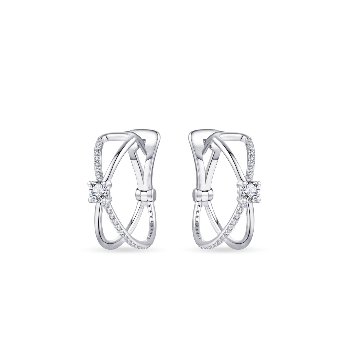 Gisser Oorringen Zilver Gerhodineerd Zirkonia Wit – KC1018