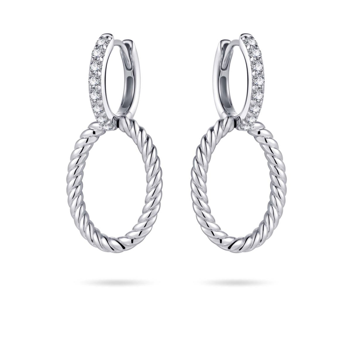 Gisser Oorringen Zilver Gerhodineerd Zirkonia Wit – KC1020