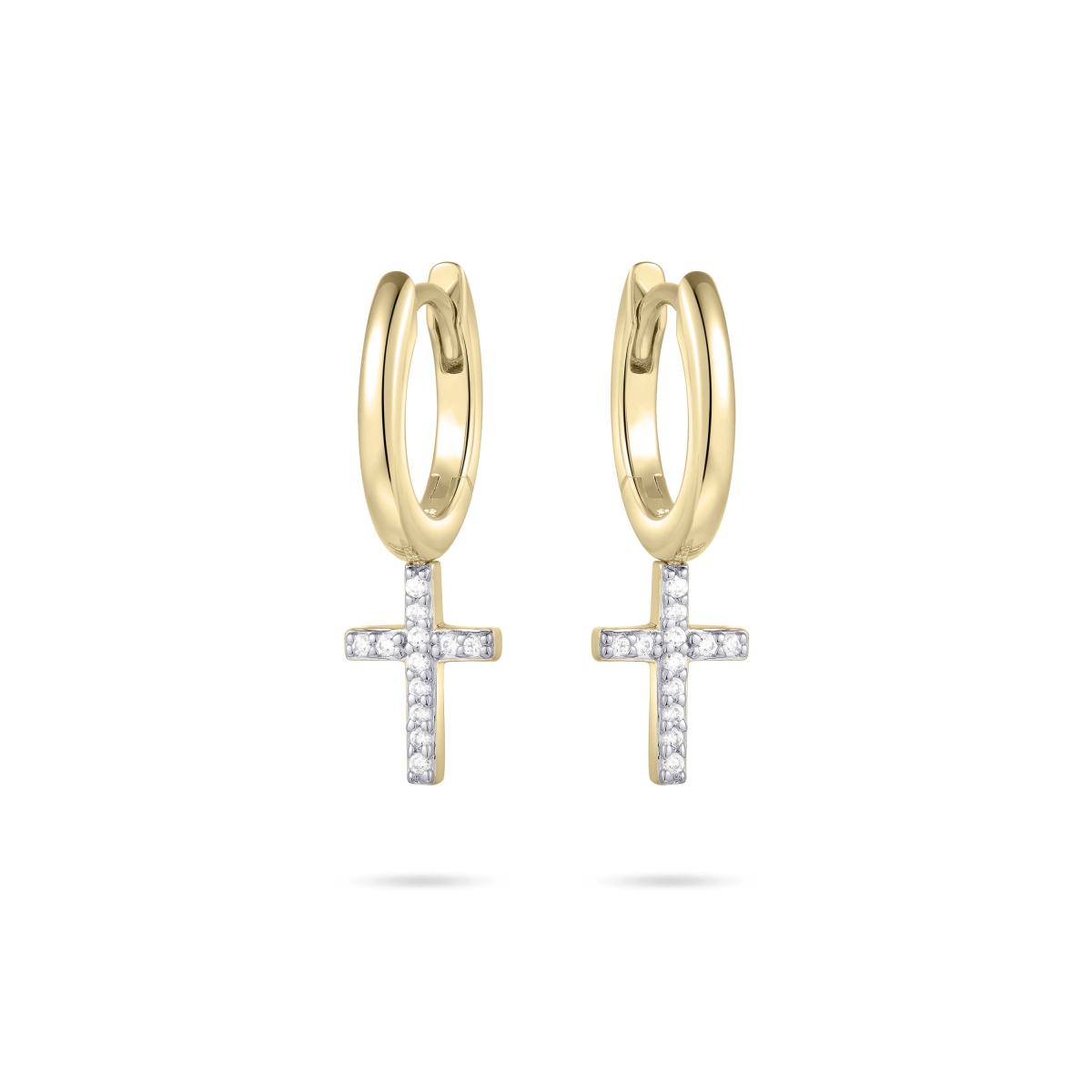 Gisser Oorringen Zilver Geel Verguld Zirkonia Wit – KC1028Y