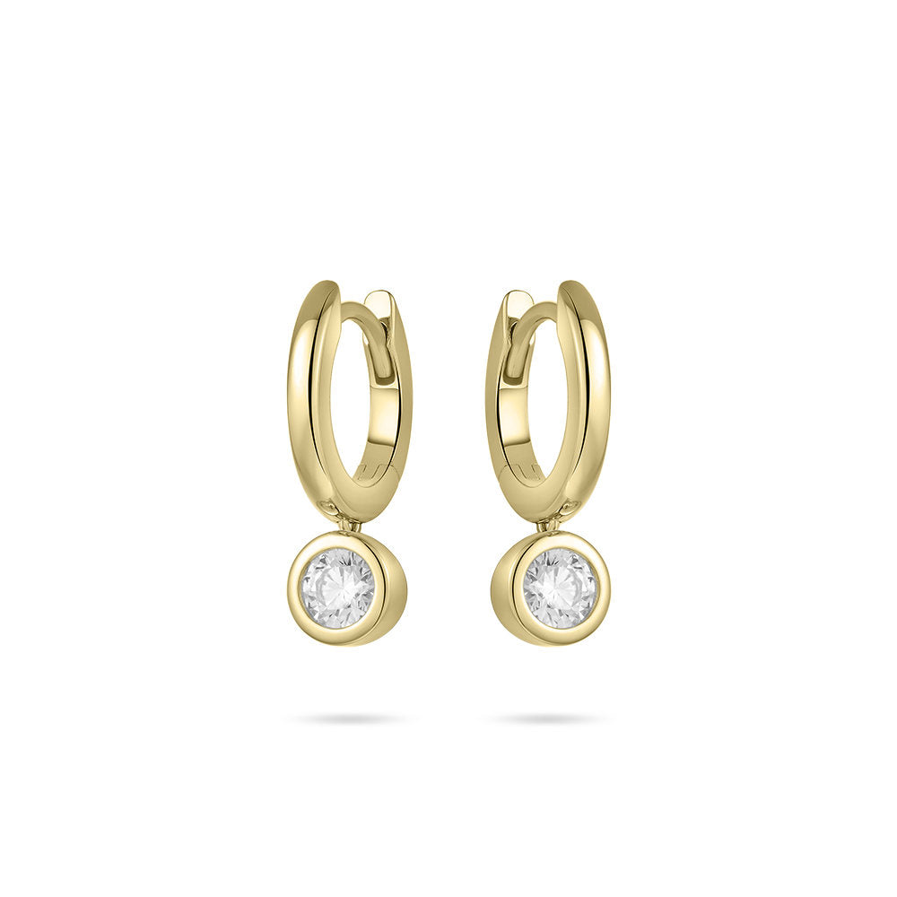 Gisser Oorringen Zilver Geel Verguld Zirkonia Wit – KC1032Y