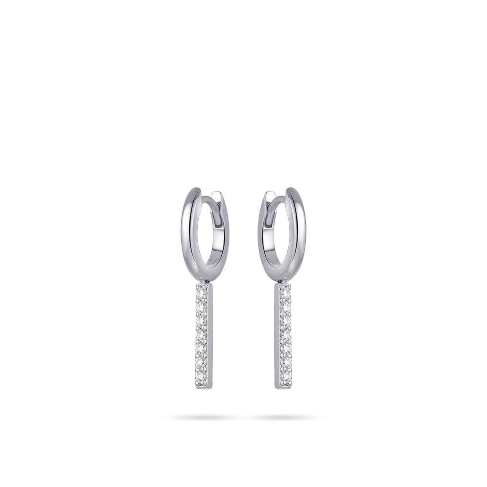 Gisser Oorringen Zilver Gerhodineerd Zirkonia Wit – KC1036