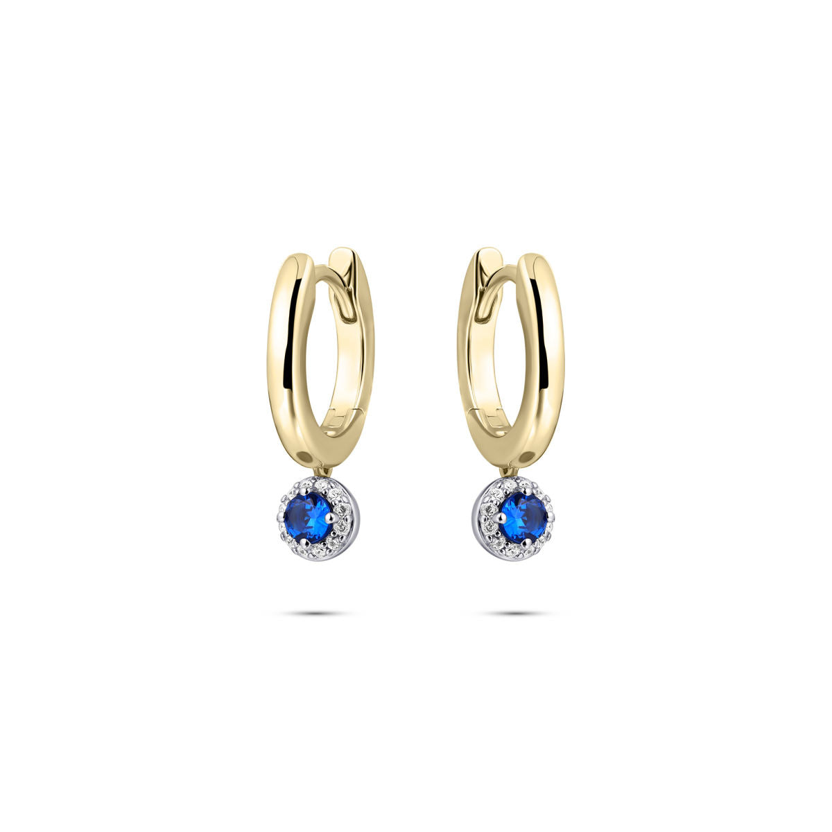 Gisser Oorringen Zilver Geel Verguld Zirkonia Blauw – KC1053YB
