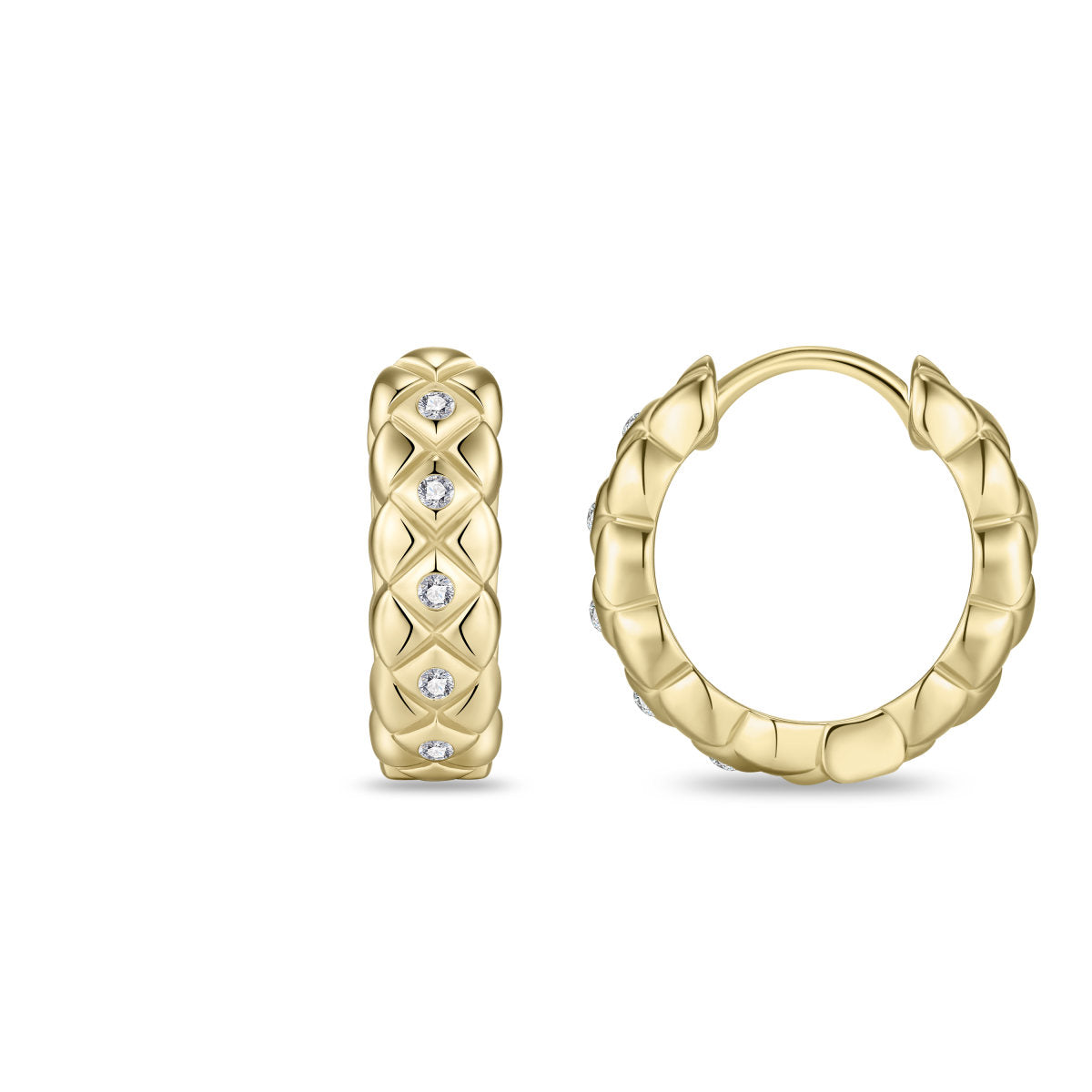 Gisser Oorringen Zilver Verguld Bicolor Zirkonia Wit – KC1056Y – foto 3