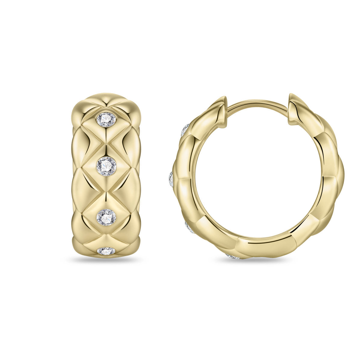 Gisser Oorringen Zilver Geel Verguld Zirkonia Wit – KC1058Y – foto 3