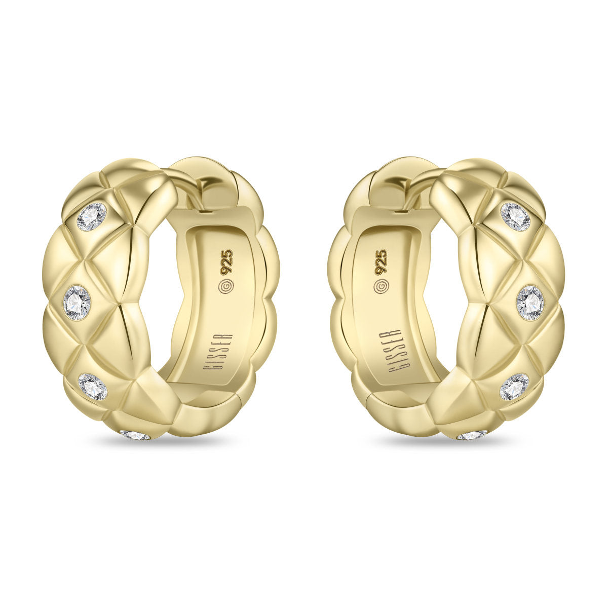 Gisser Oorringen Zilver Geel Verguld Zirkonia Wit – KC1058Y