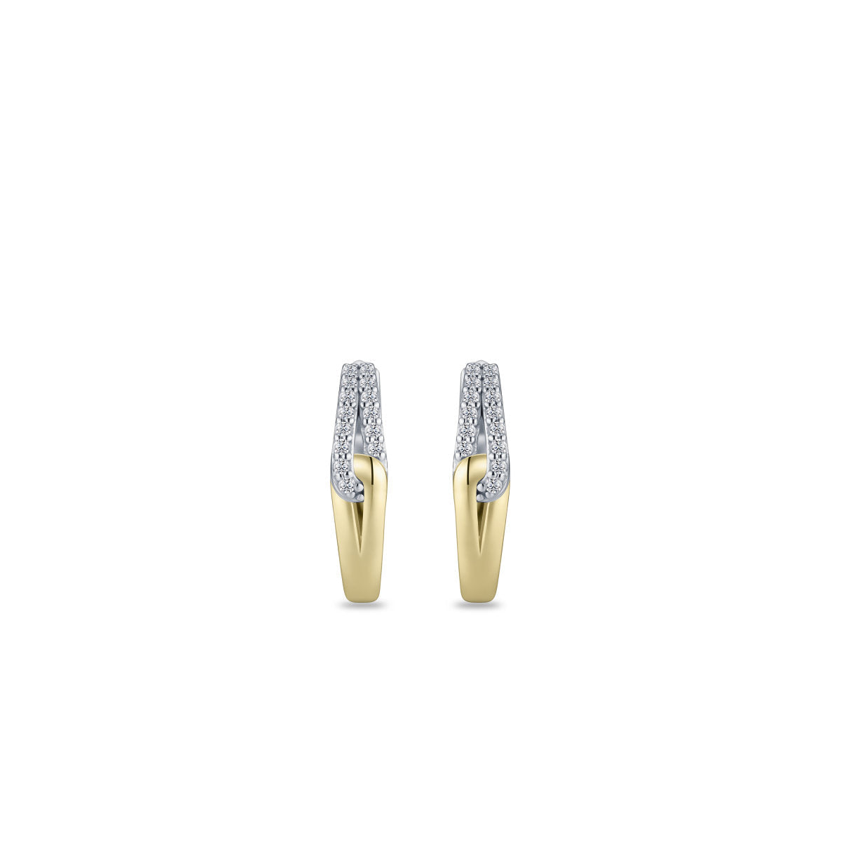 Gisser Oorringen Zilver Verguld Bicolor Zirkonia Wit – KC1059Y – foto 2