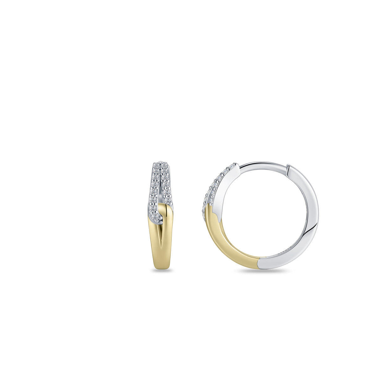Gisser Oorringen Zilver Verguld Bicolor Zirkonia Wit – KC1059Y – foto 3