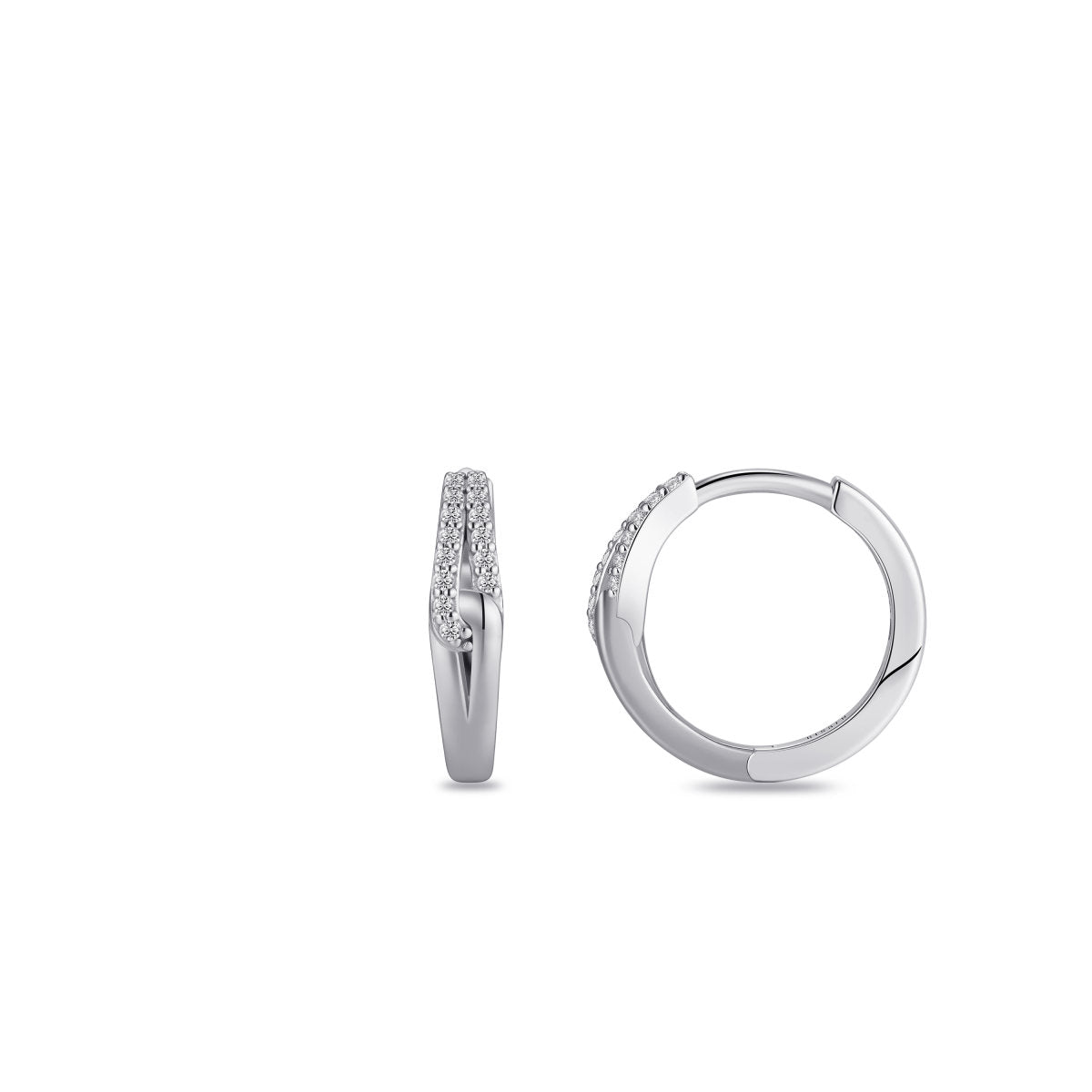 Gisser Oorringen Zilver Gerhodineerd Zirkonia Wit – KC1059 – foto 3