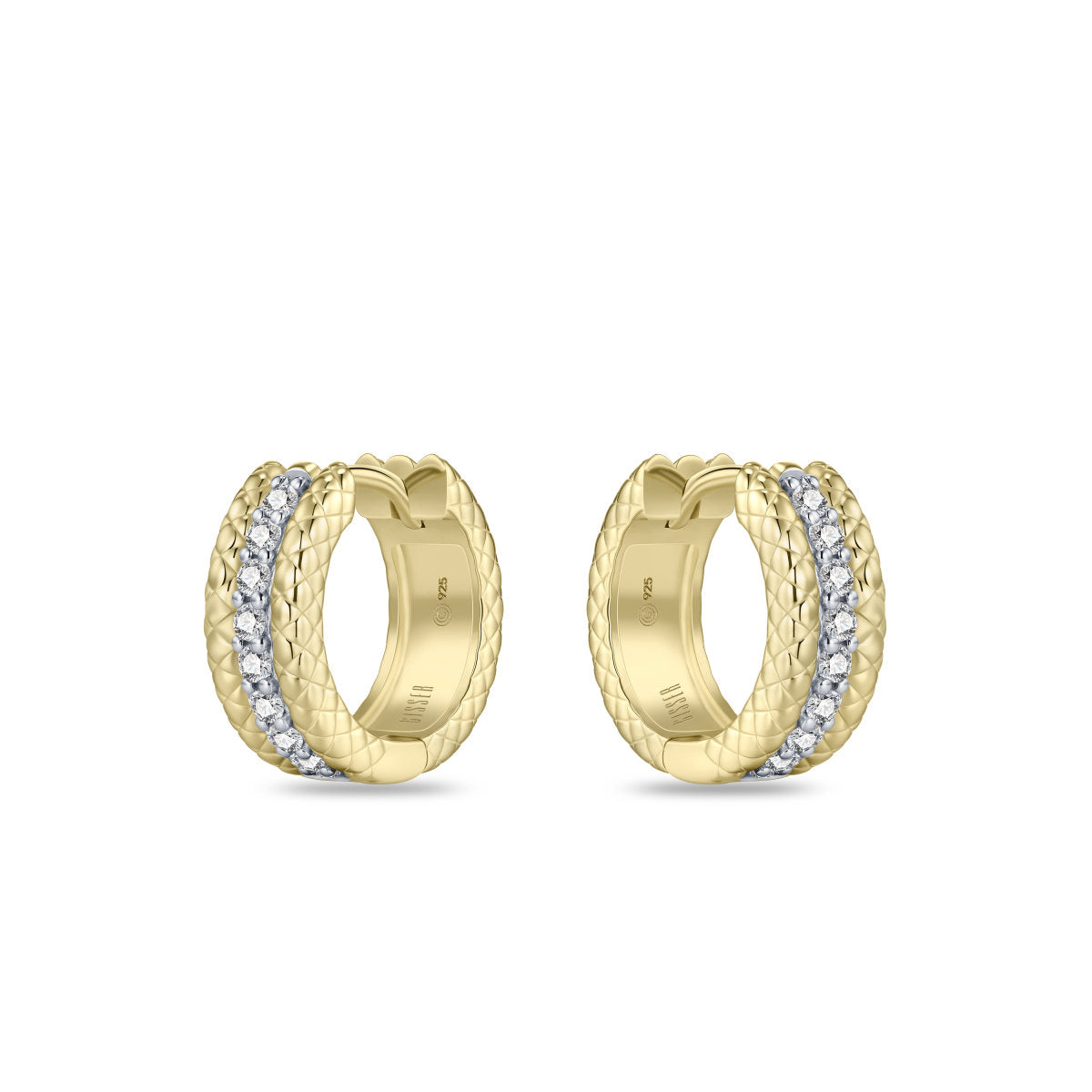 Gisser Oorringen Zilver Verguld Bicolor Zirkonia Wit – KC1061Y