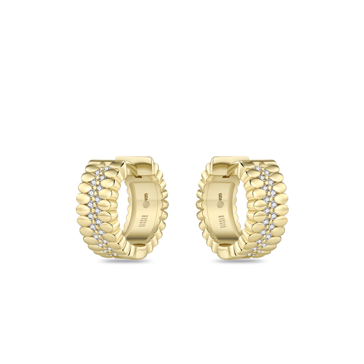 Gisser Oorringen Zilver Geel Verguld Zirkonia Wit – KC1062Y