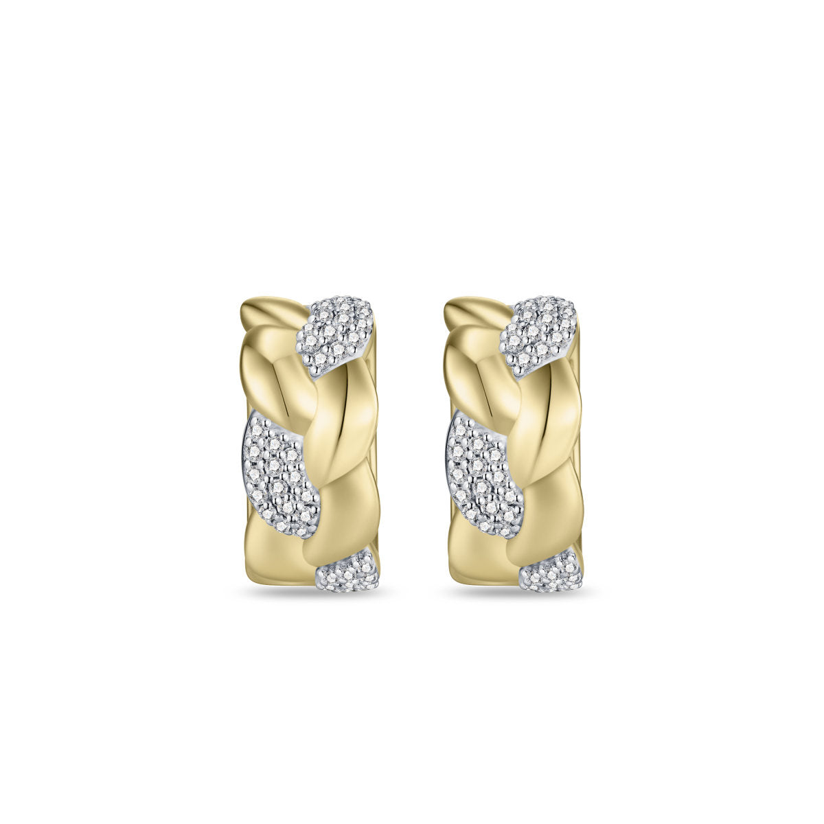 Gisser Oorringen Zilver Verguld Bicolor Zirkonia Wit – KC1064Y – foto 2