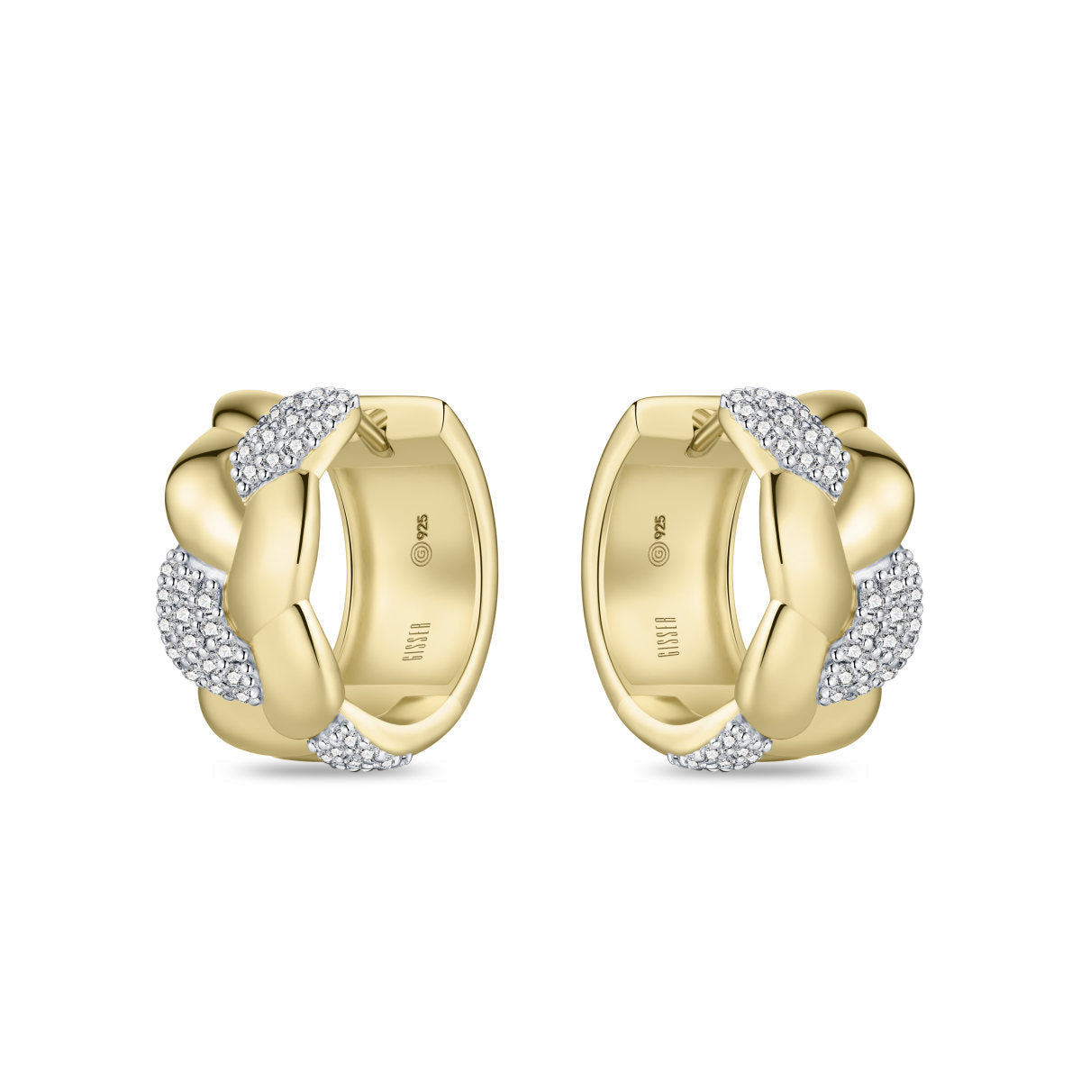 Gisser Oorringen Zilver Verguld Bicolor Zirkonia Wit – KC1064Y