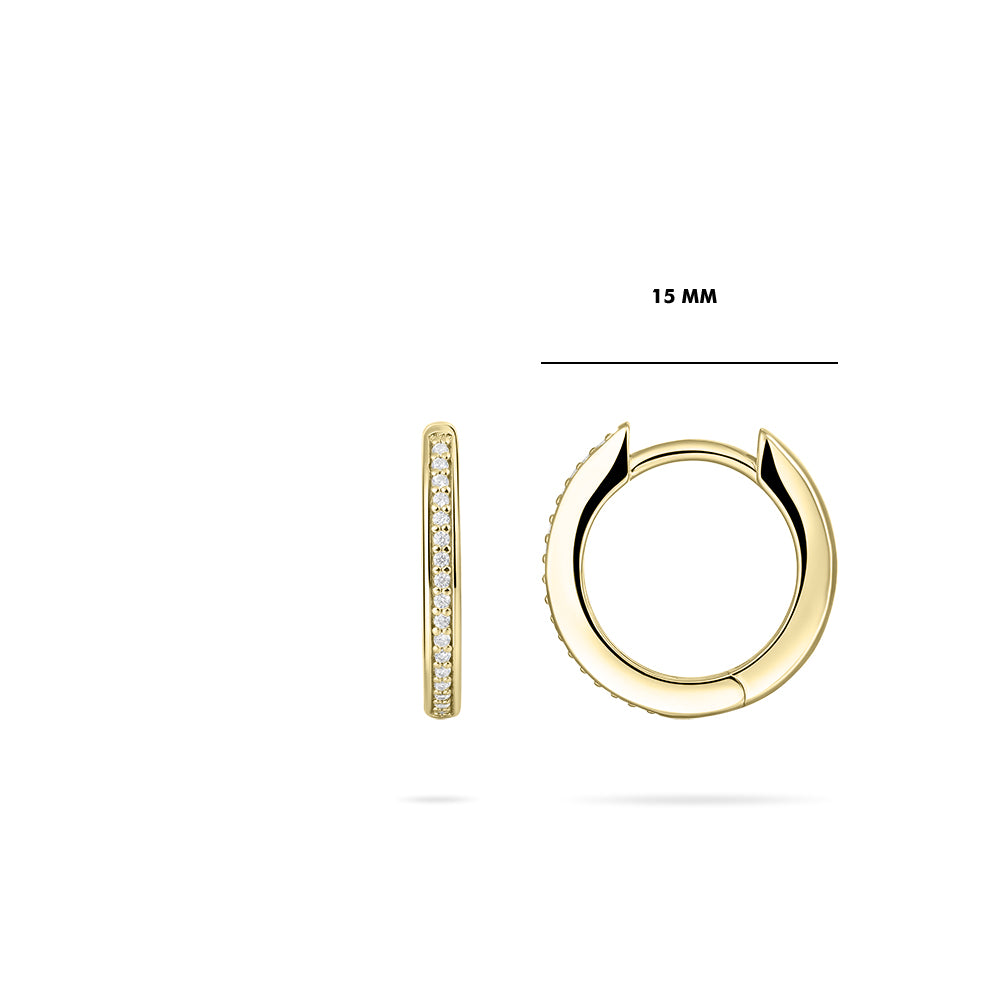 Gisser Oorringen Zilver Geel Verguld Zirkonia Wit – KCD2/15Y – foto 4