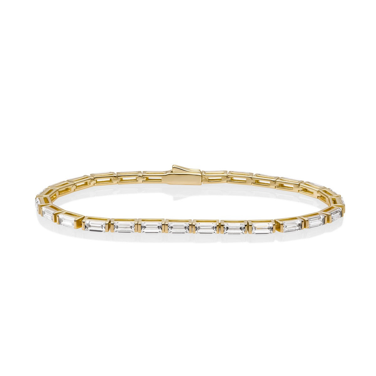 Sparkling Jewels Armband Tennis Baguette LK-TBG-M Goudkleurig