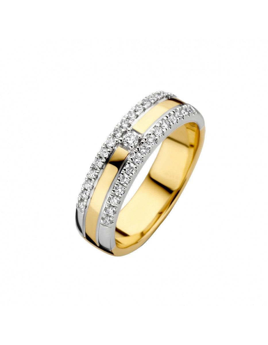 Briljant 14K Bicolor Goud Fiora Diamant Ring 0.30 ct Actief