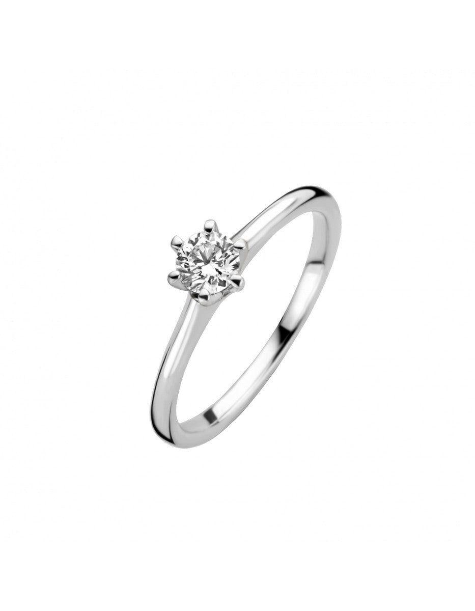 Briljant 14K Witgoud Reale Diamant Ring 1 x 0.15 ct