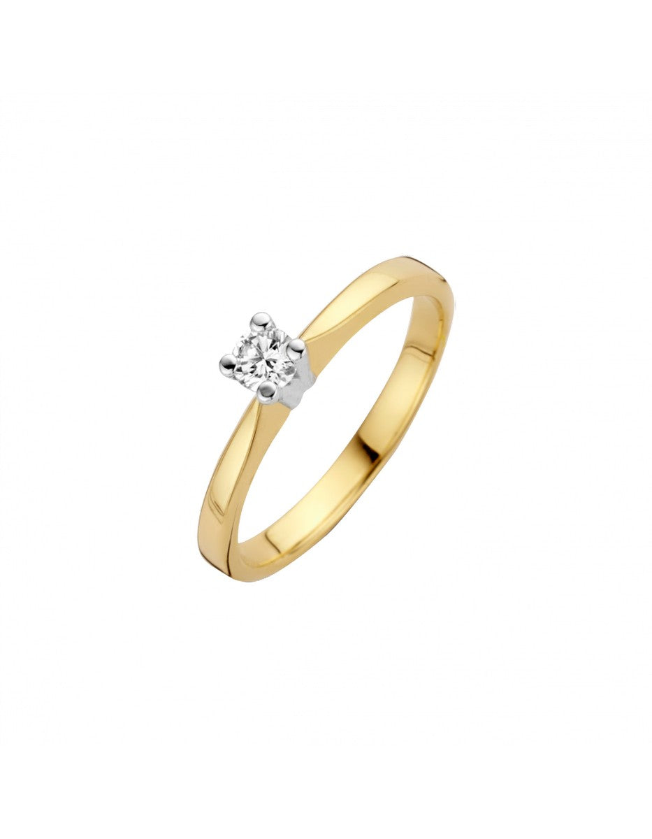 Briljant 14K Bicolor Goud Eternal Diamant Ring 1 x 0.12 ct