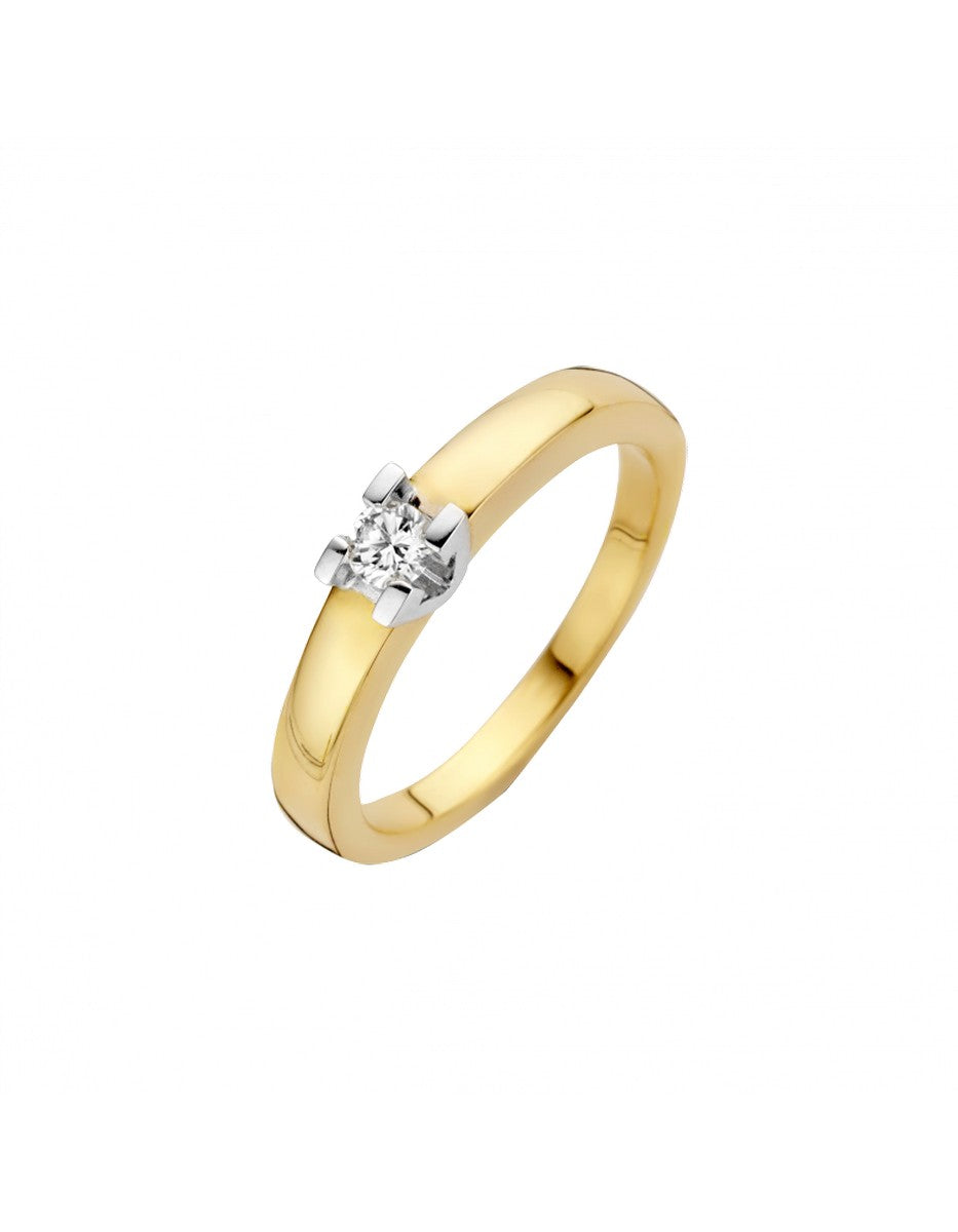 Briljant 14K Bicolor Goud VOLONTA Diamant Ring 1 x 0.05 ct