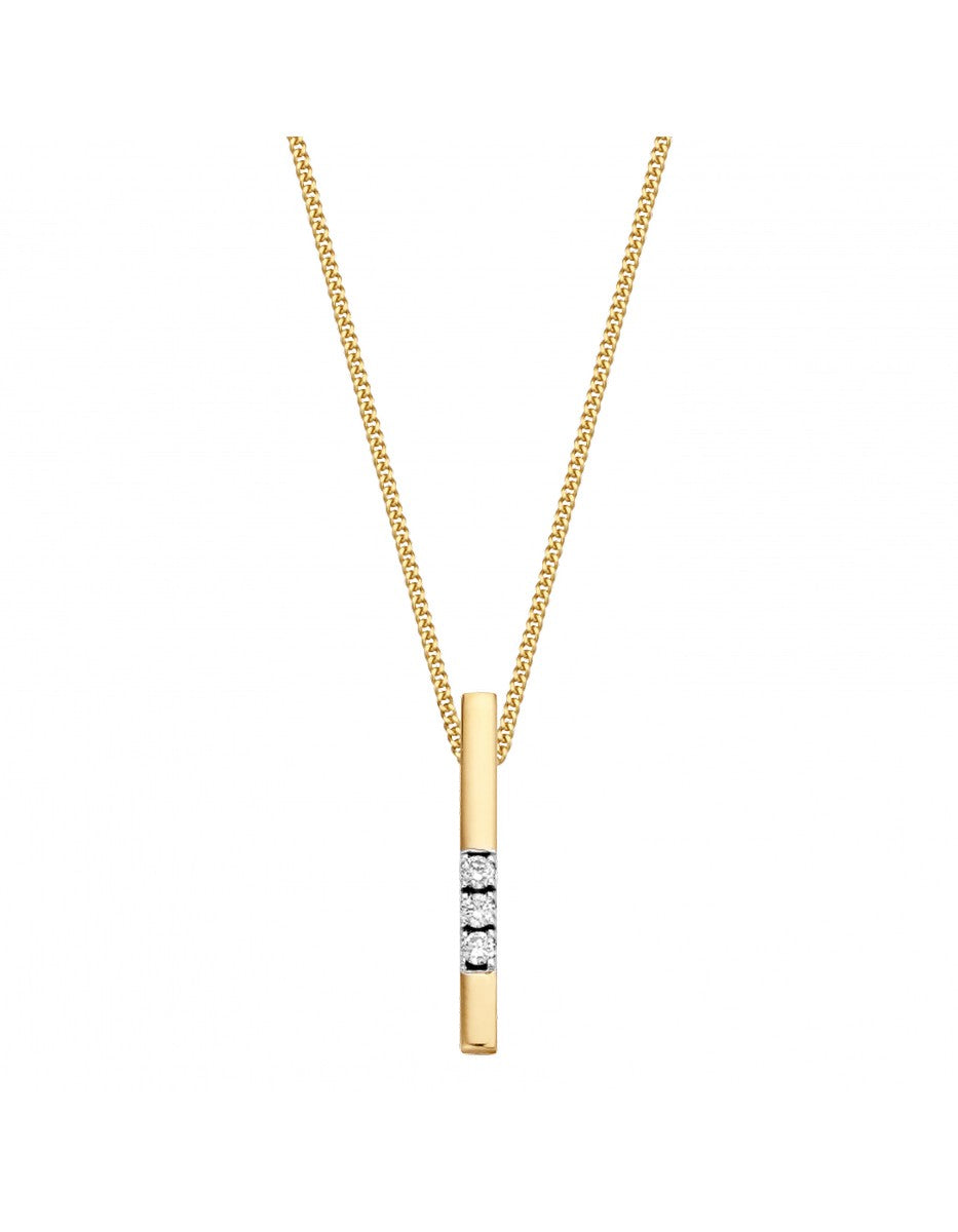 Briljant 14K Bicolor Goud Memoire Diamant Hanger 3 x 0.03 ct - 20010936