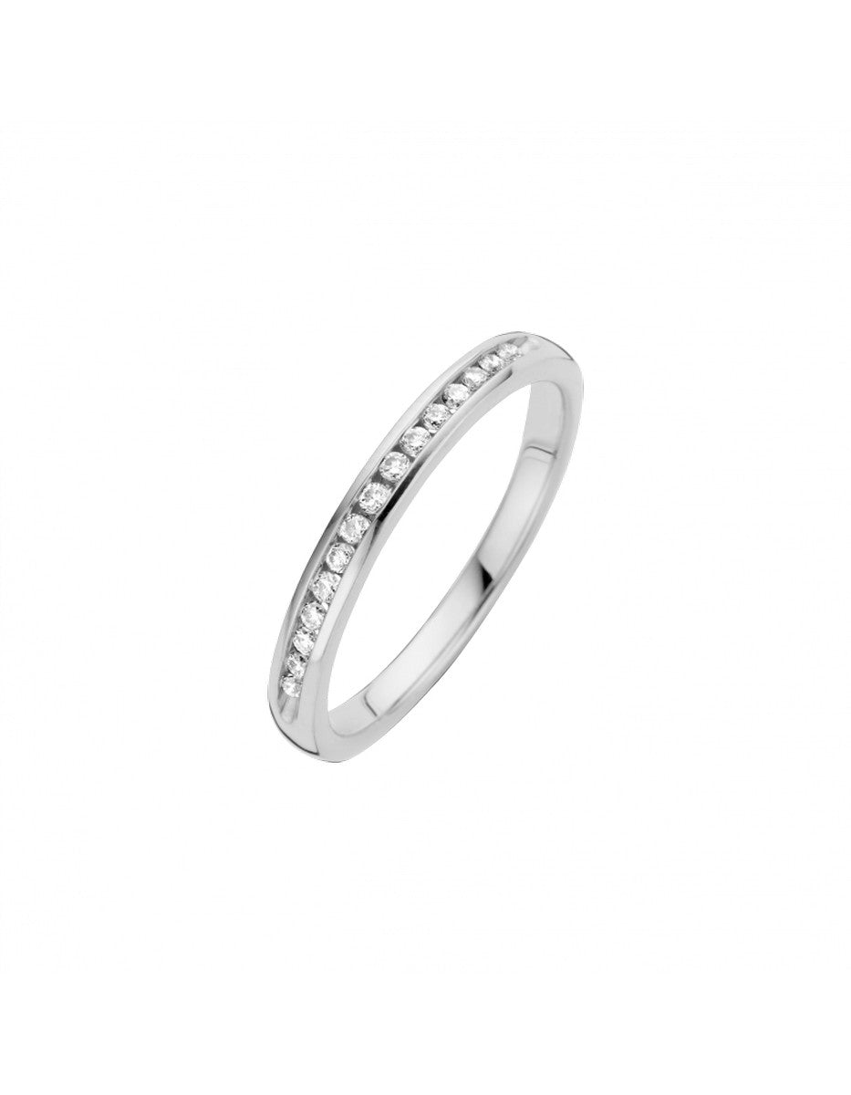 Briljant 14K Witgoud Sider Diamant Ring 15 x 0.01 ct
