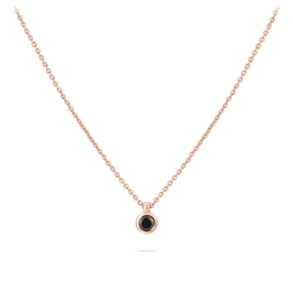 Gisser Ketting Zilver Roséverguld Zirkonia Zwart 42+5 cm – N1036RZ