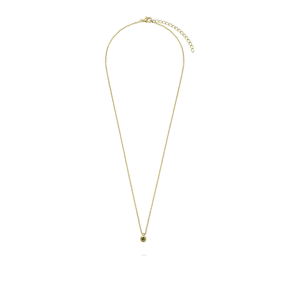 Gisser Ketting Zilver Geel Verguld Zirkonia Groen 42+5 cm – N1036YG – foto 2