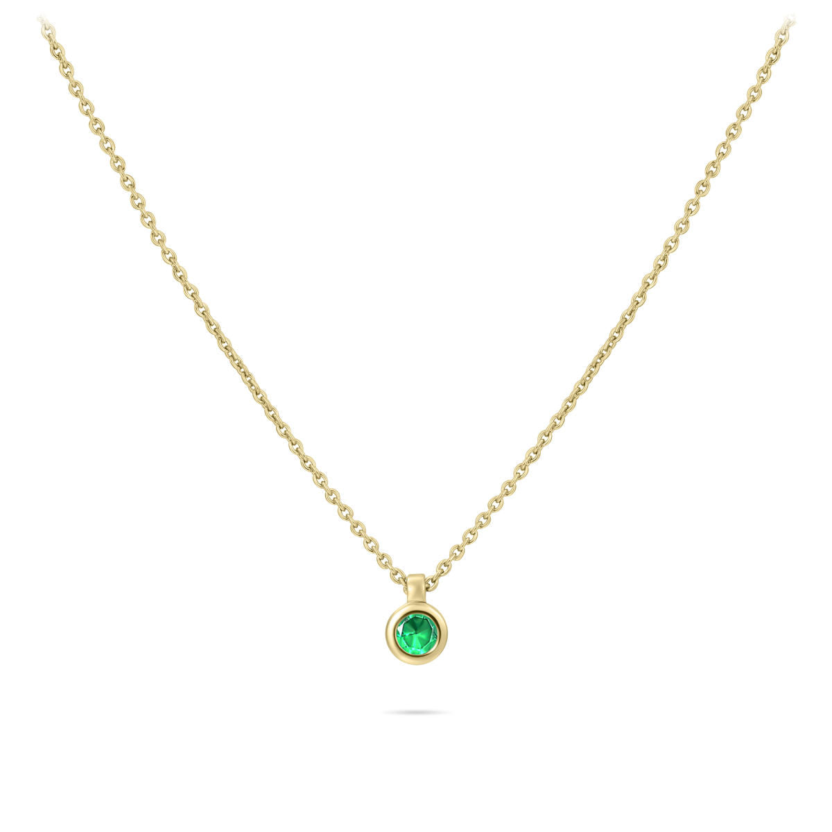 Gisser Ketting Zilver Geel Verguld Zirkonia Groen 42+5 cm – N1036YG