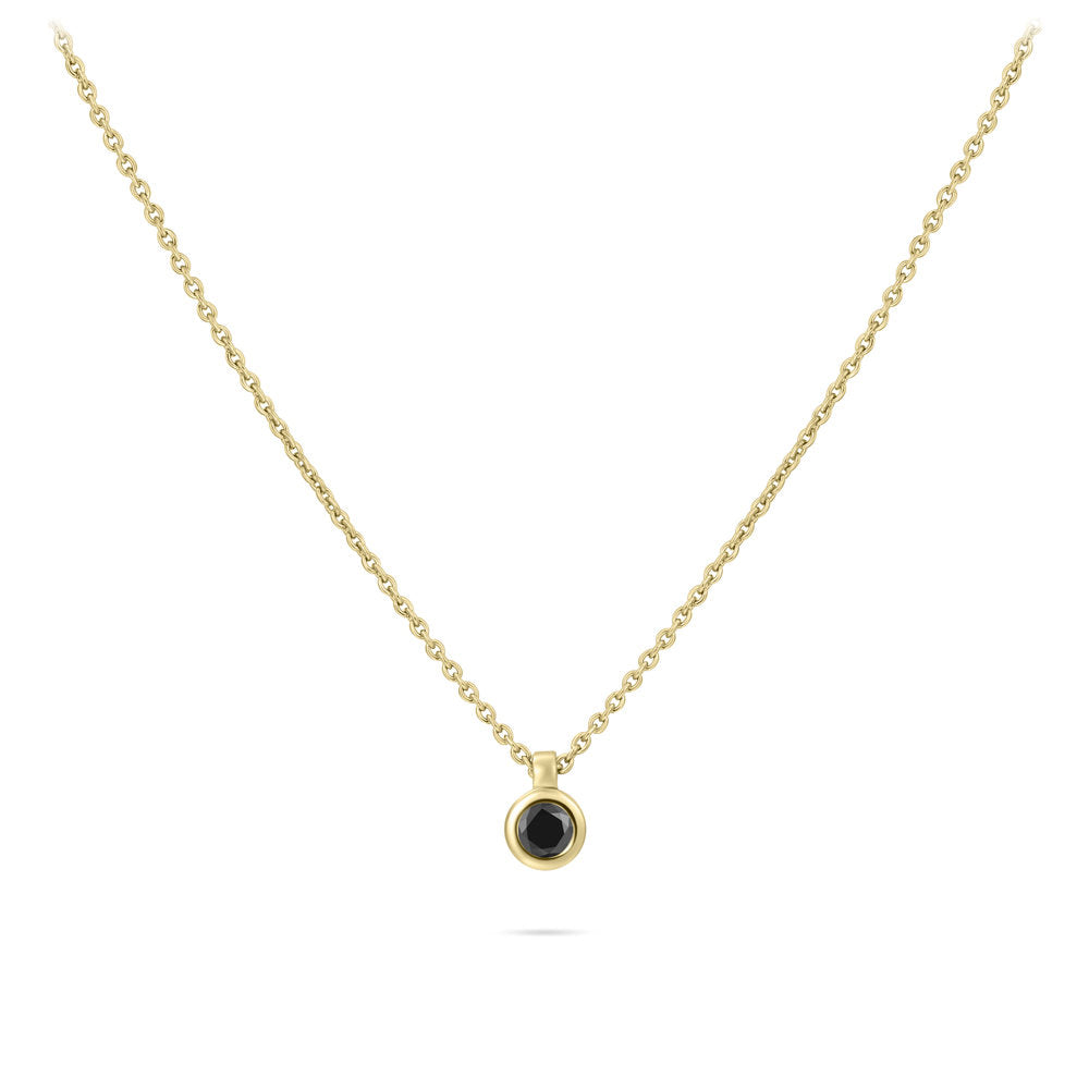 Gisser Ketting Zilver Geel Verguld Zirkonia Zwart 42+5 cm – N1036YZ