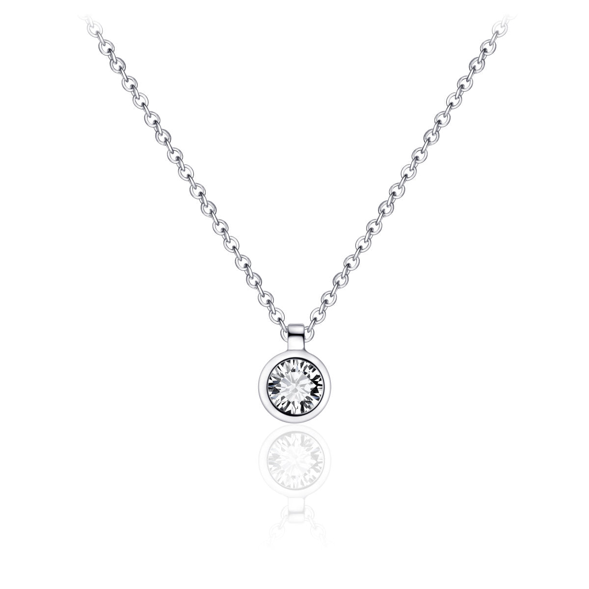 Gisser Ketting Zilver Gerhodineerd Zirkonia Wit 42+5 cm – N1037