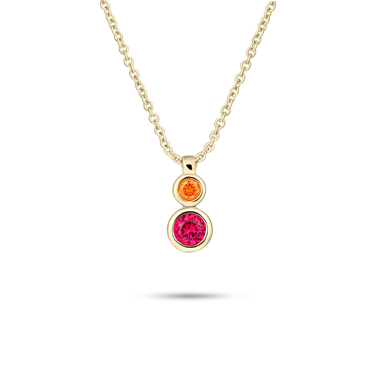 Gisser Ketting Zilver Geel Verguld Zirkonia 42+5 cm – N1038YOF