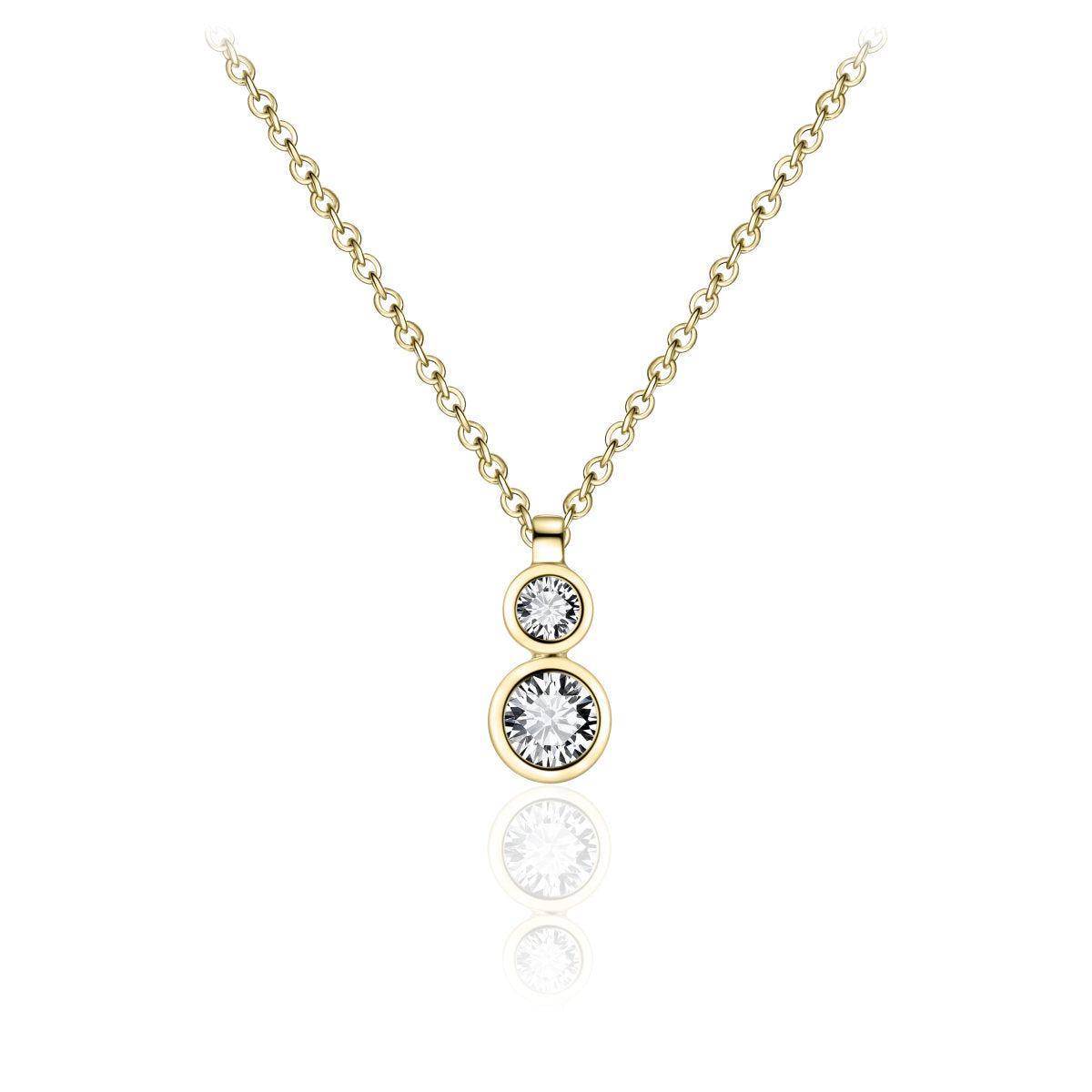Gisser Ketting Zilver Geel Verguld Zirkonia Wit 42+5 cm – N1038Y