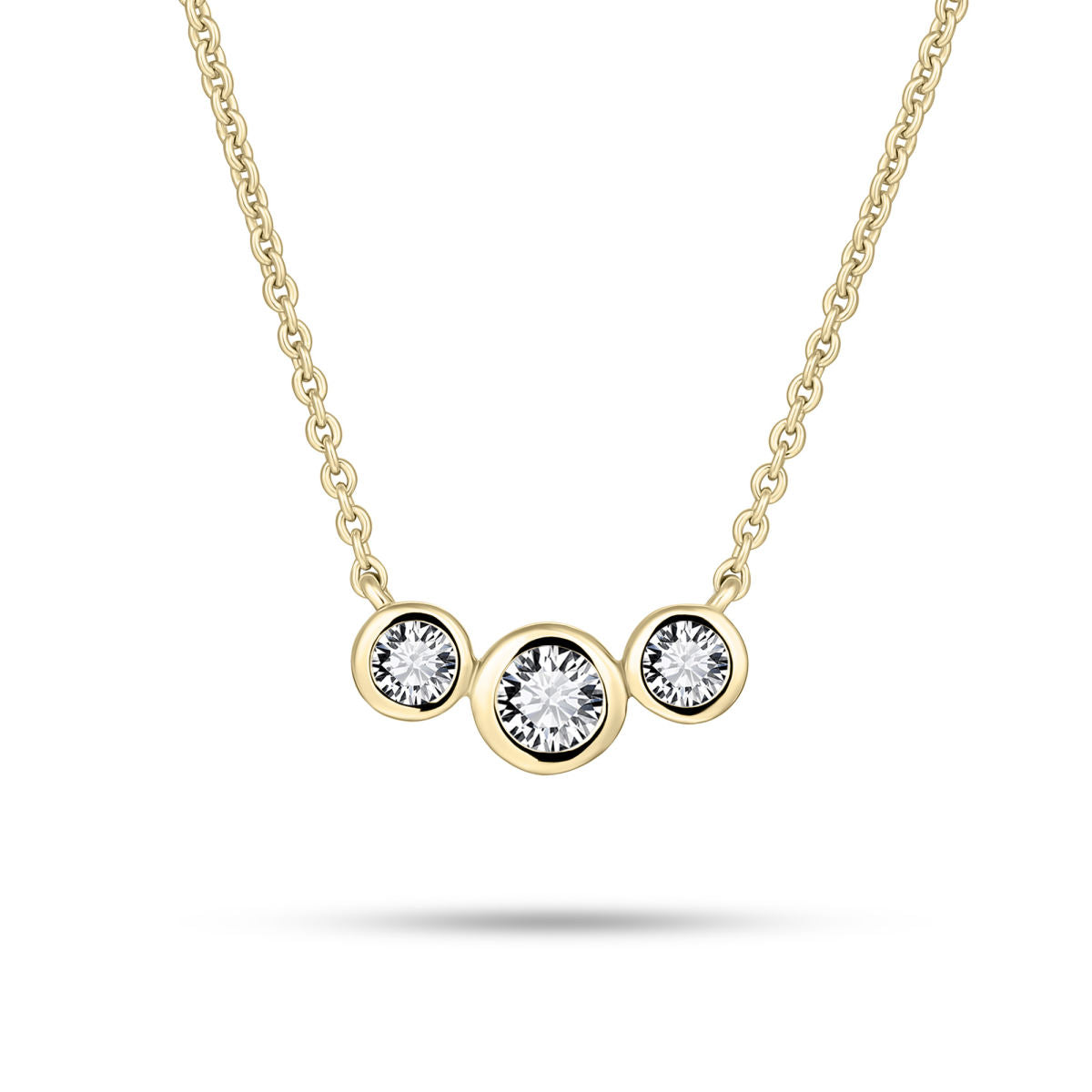 Gisser Ketting Zilver Geel Verguld Zirkonia Wit 42+5 cm – N1040Y