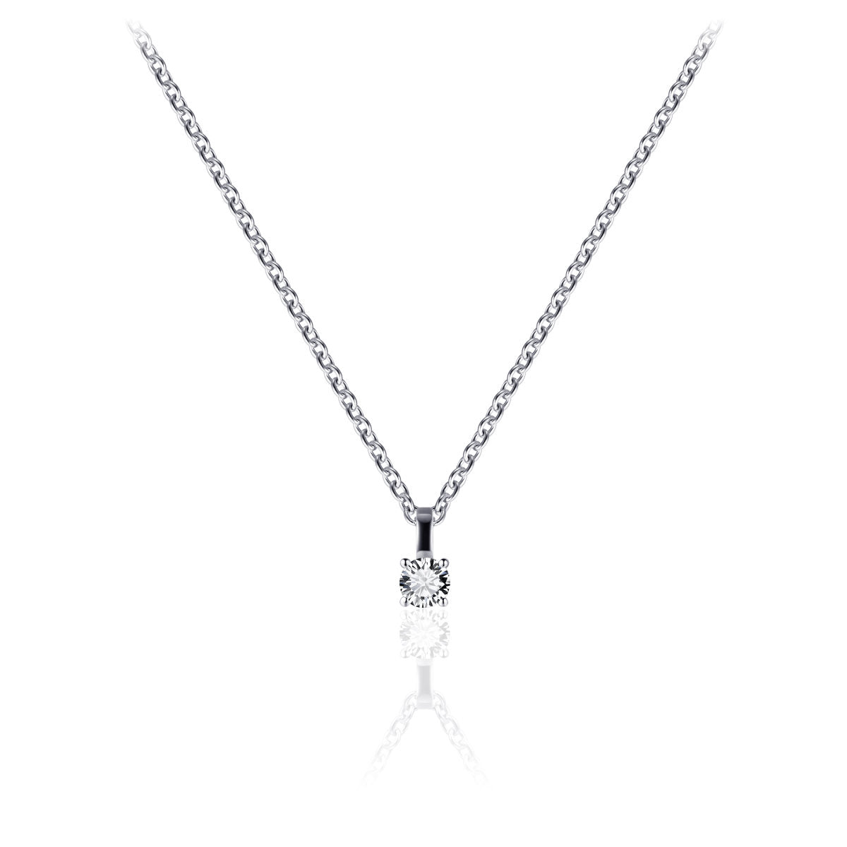 Gisser Ketting Zilver Gerhodineerd Zirkonia Wit 42+3 cm – N1060/3
