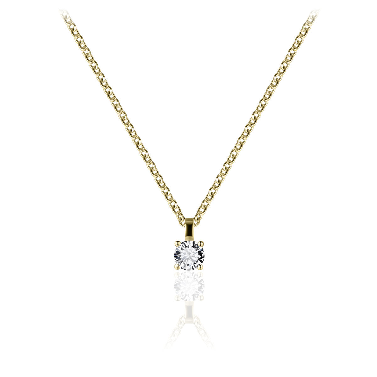 Gisser Ketting Zilver Geel Verguld Zirkonia Wit 42+3 cm – N1060/4Y
