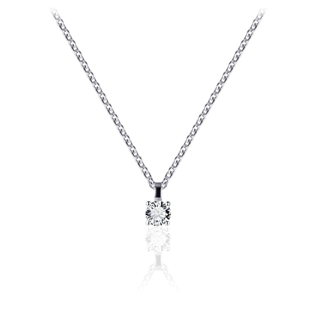 Gisser Ketting Zilver Gerhodineerd Zirkonia Wit 42+3 cm – N1060/4