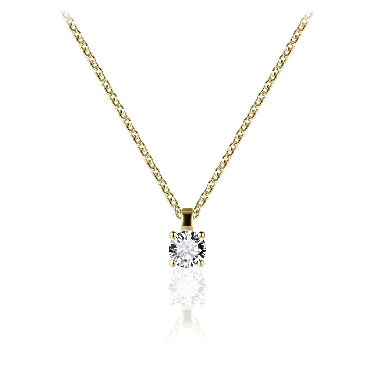 Gisser Ketting Zilver Geel Verguld Zirkonia Wit 42+3 cm – N1060/5Y