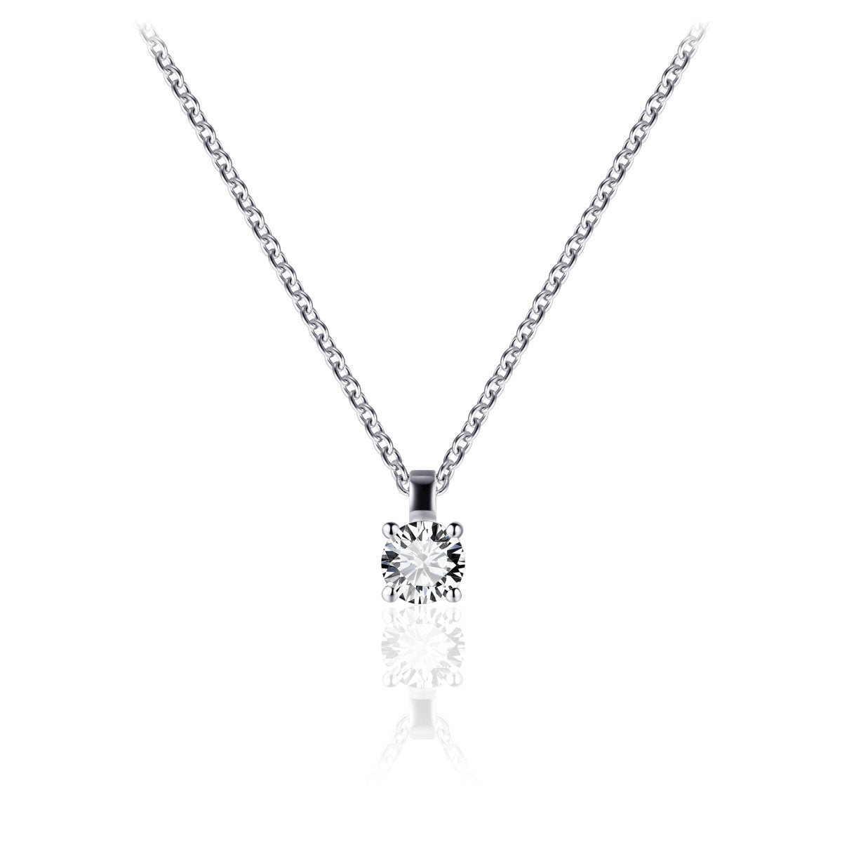 Gisser Ketting Zilver Gerhodineerd Zirkonia Wit 42+3 cm – N1060/5
