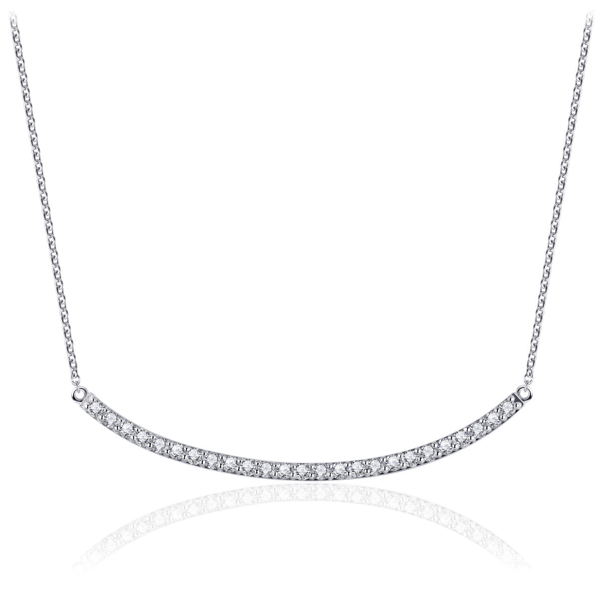 Gisser Ketting Zilver Gerhodineerd Zirkonia Wit 42+5 cm – N1073