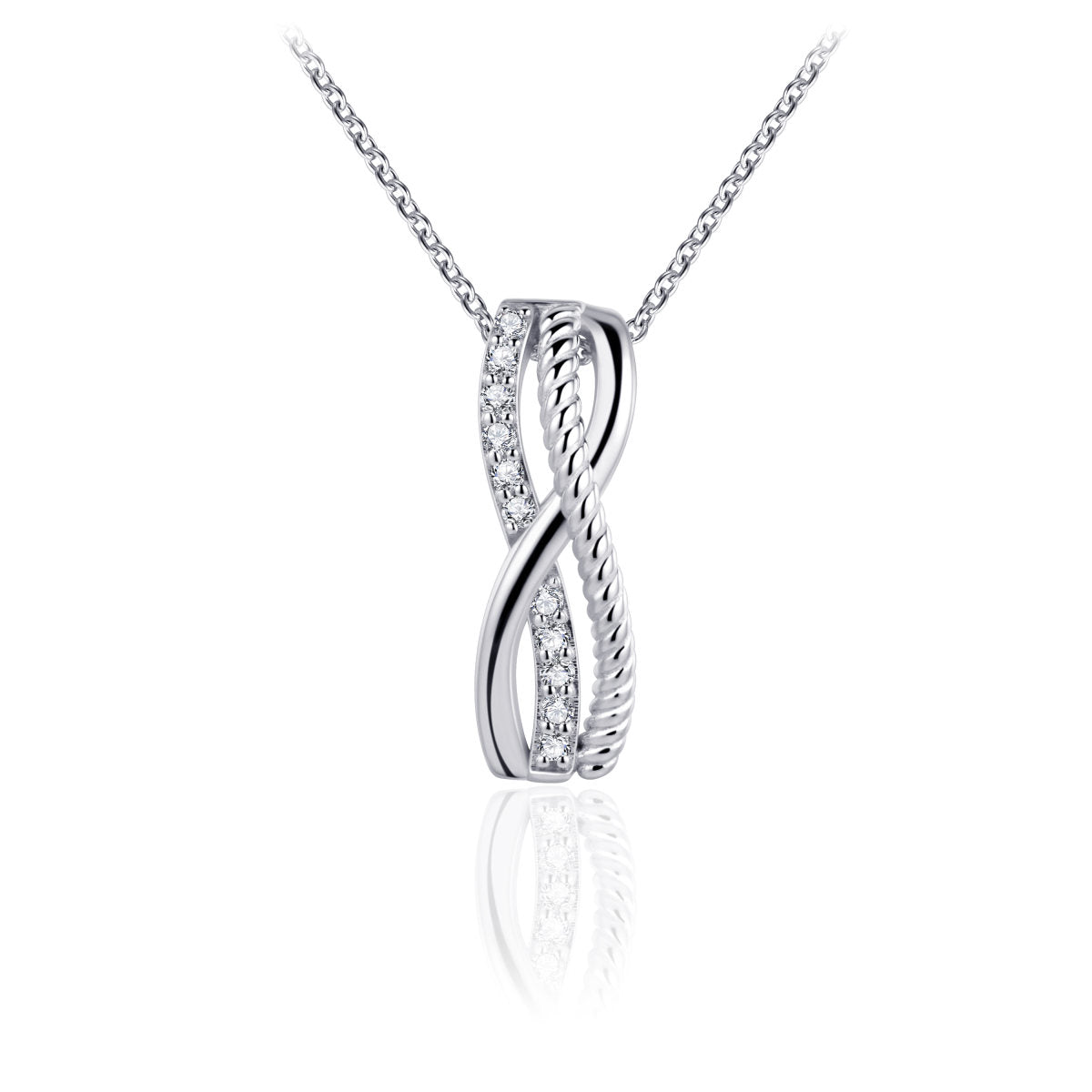 Gisser Ketting Zilver Gerhodineerd Zirkonia Wit 42+5 cm – N1080