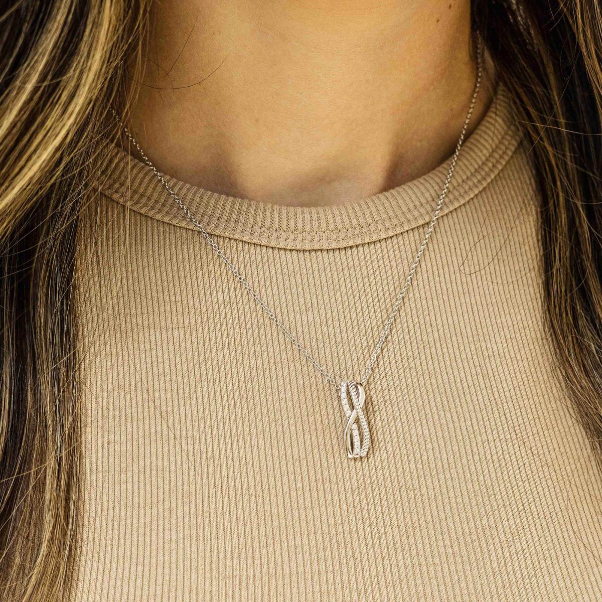 Gisser Ketting Zilver Gerhodineerd Zirkonia Wit 42+5 cm – N1080 – foto 2
